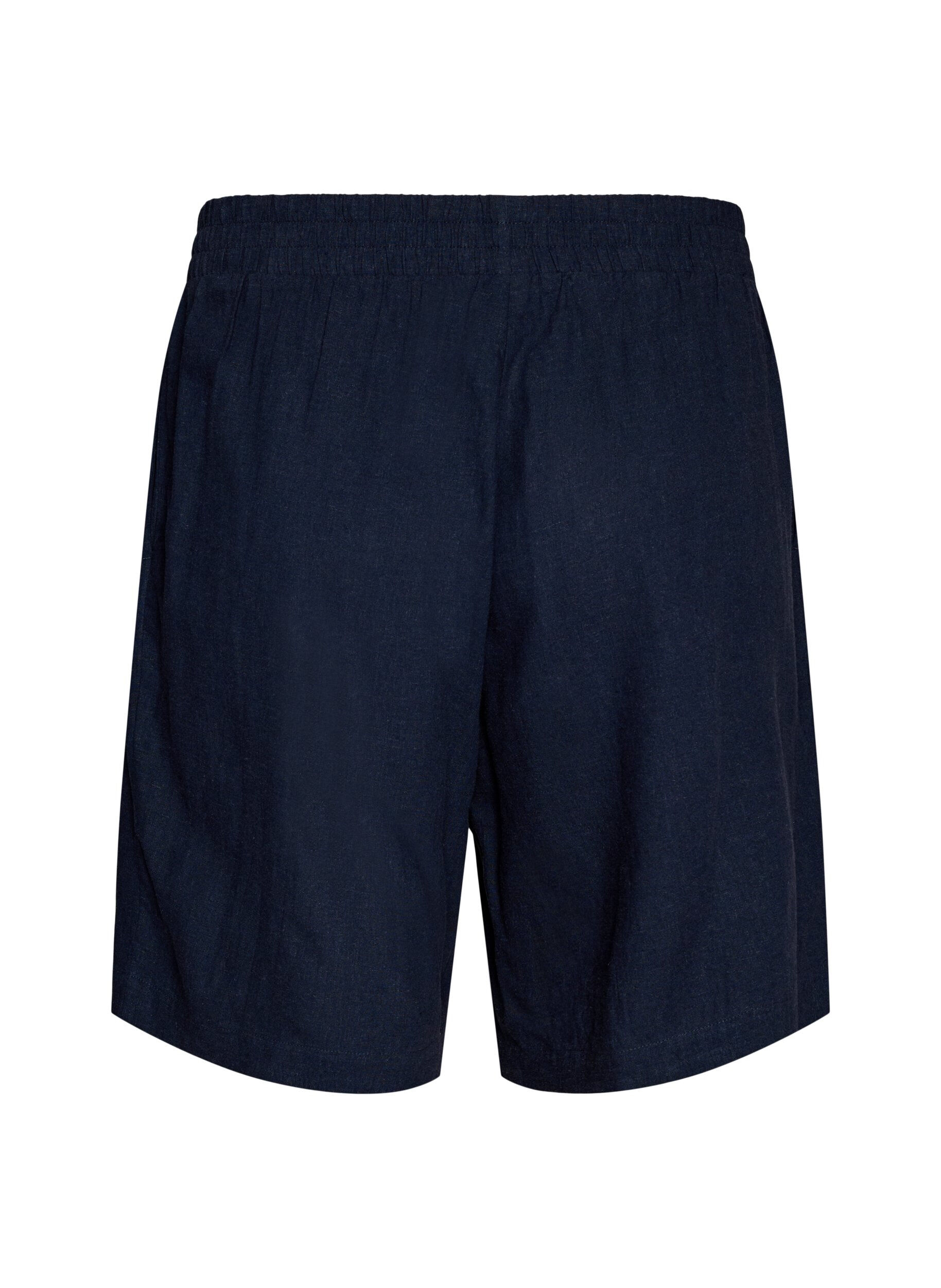 Zizzi H&oslash;ymidjede shorts i lin og viskose, Bl&aring;, Packshot image number 1