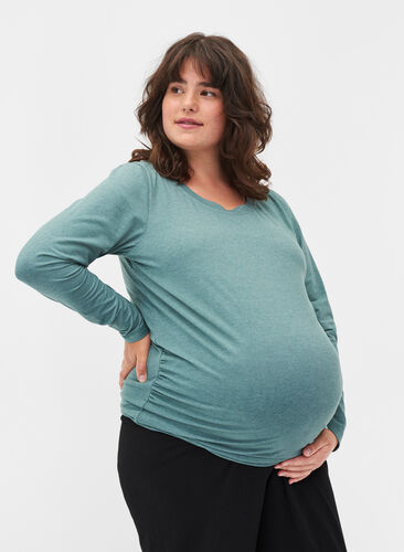Basisbluse til gravide med lange ermer, Silver Pine, Model image number 0