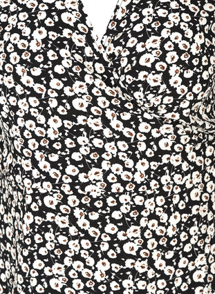 Omslagskjole med korte ermer, Black w. white, Packshot image number 2
