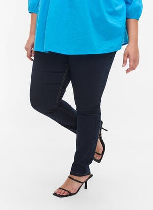 Zizzi Super slim Amy jeans med høyt liv, Blå, Model image number 3