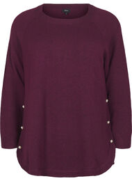 Strikket bluse med perledetaljer, Potent P. Black Mel.
