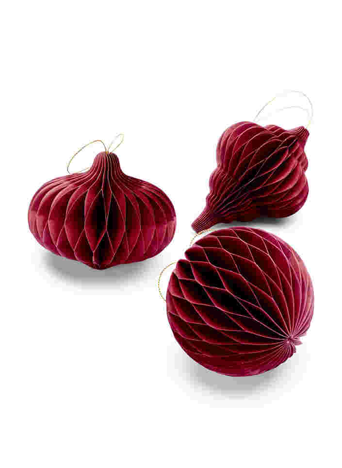 Julepynt med magnetlukking 3 stk., Wine Red, Packshot image number 1