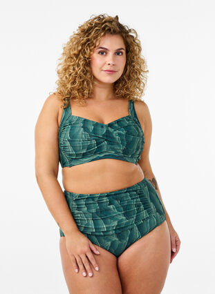 Zizzi Polstret bikinioverdel med trykk, Grønn, Model image number 1