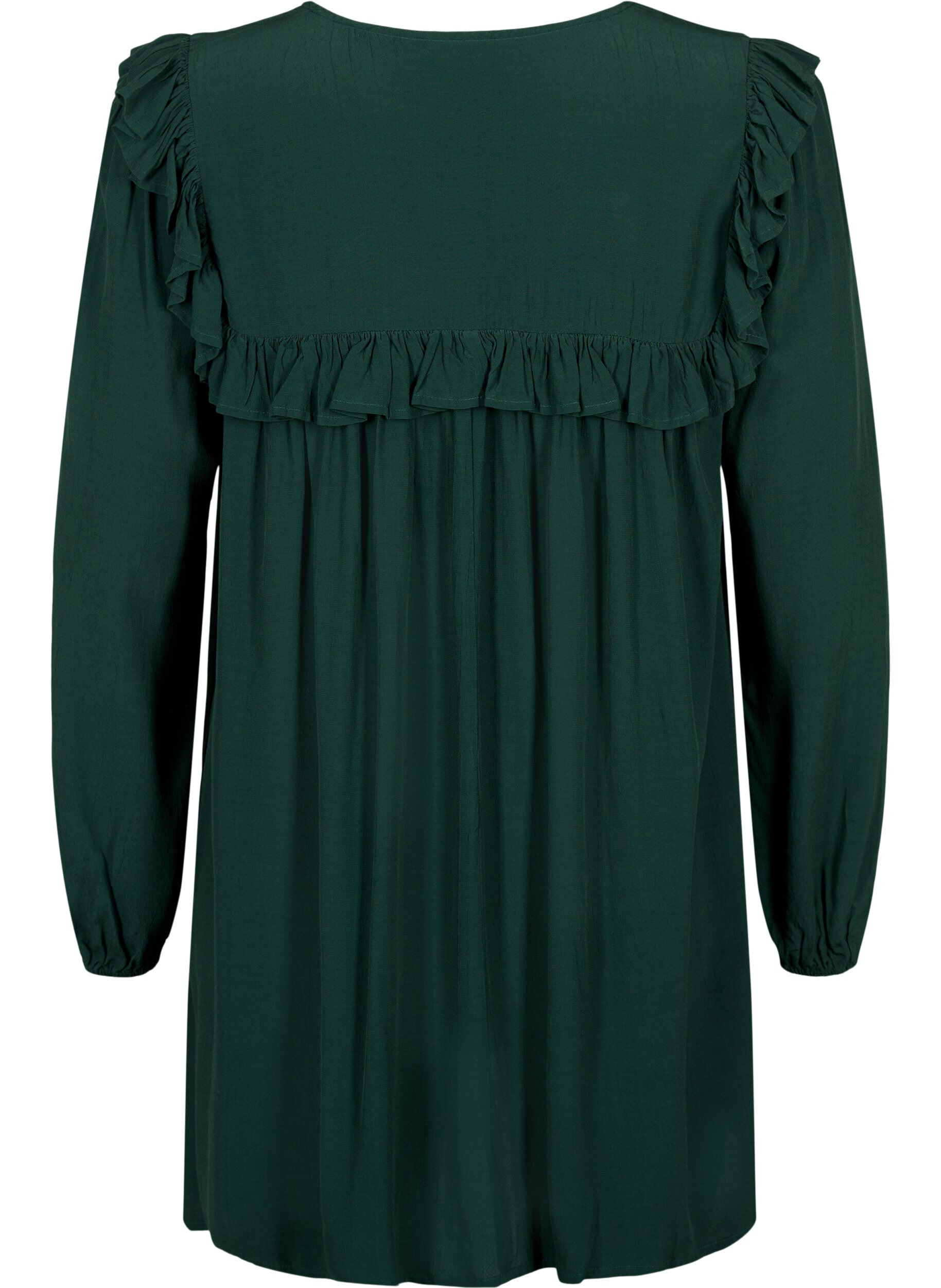 Zizzi Tunika i viskose med volanger, Scarab, Packshot image number 1