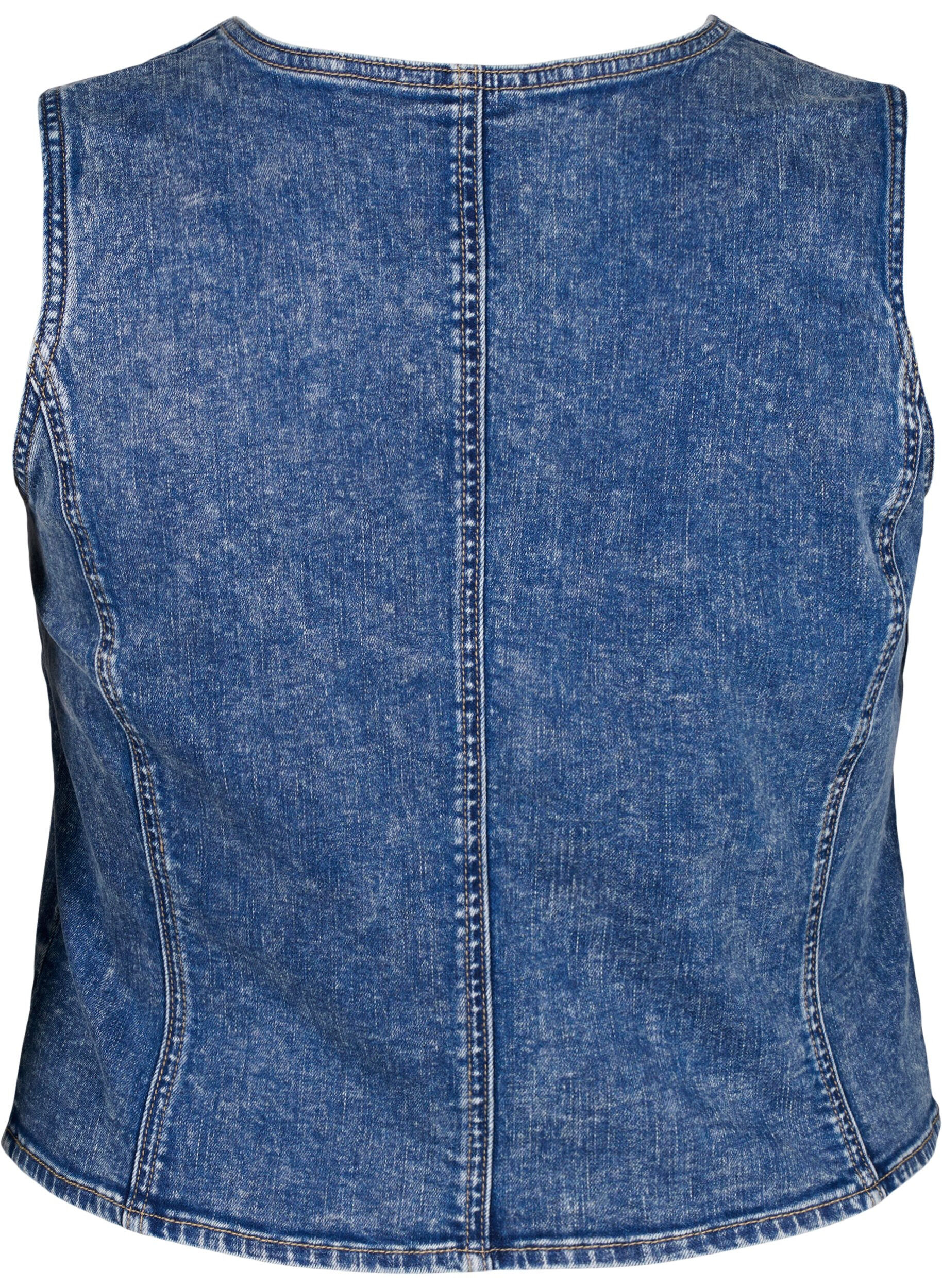 Zizzi Denimvest med smal passform, med knapper, Blue Denim, Packshot image number 1