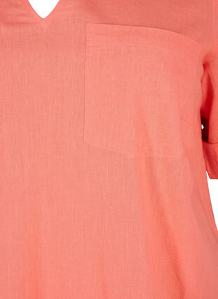 Zizzi Kortermet tunika i bomullsblanding med lin, Living Coral, Packshot image number 2