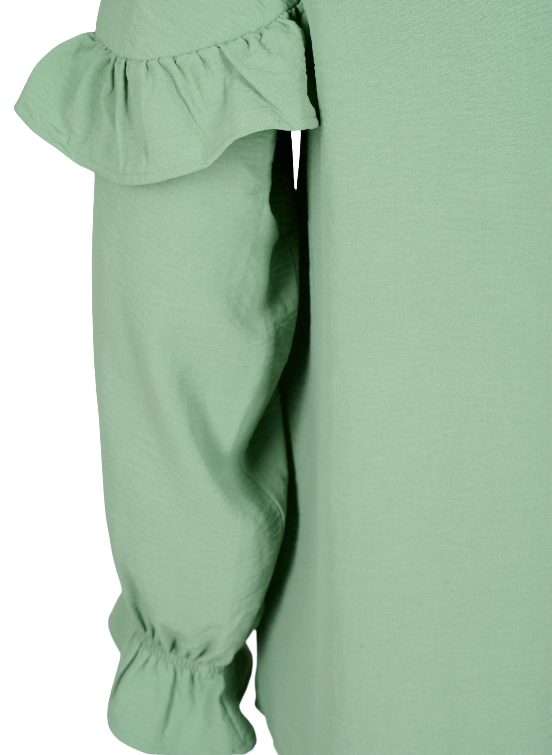 Zizzi Bluse med volanger og knapper, Green Bay, Packshot image number 3