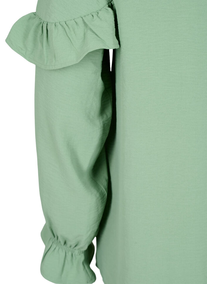Bluse med volanger og knapper, Green Bay, Packshot image number 3