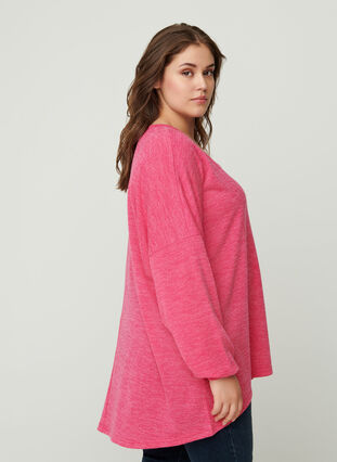 Løs bluse med lange ermer, Fandango Pink ASS, Model image number 1