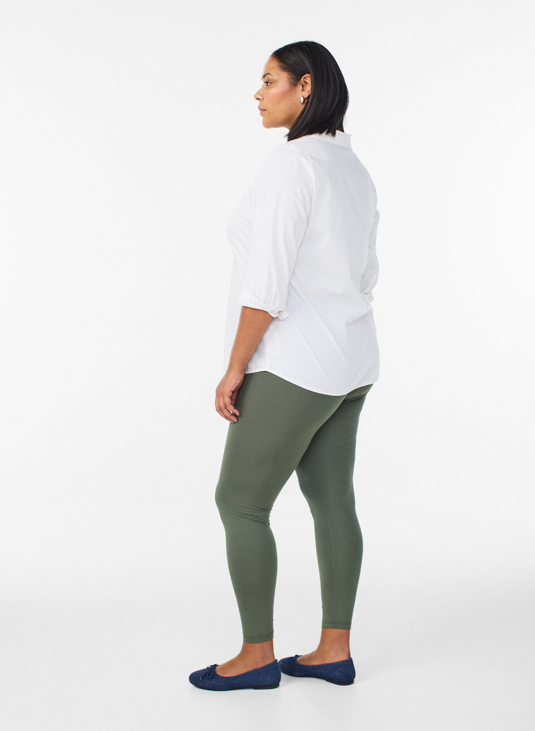 ZizziBasis leggings i viskose, Gr&oslash;nn, Model image number 2