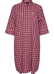 Langrutete skjorte med 3/4 ermer, Rosa