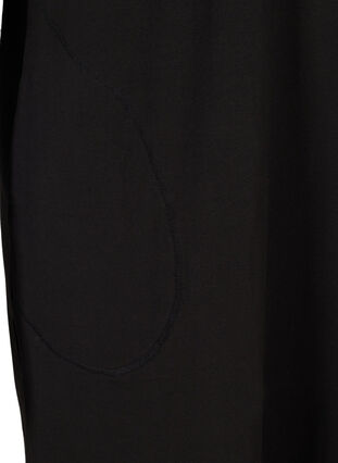 Kortermet bomullskjole med lommer, Solid Black, Packshot image number 3
