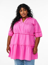 A-formet tunika med volanger, Rosa A-formet tunika med volanger, Rosa, Model