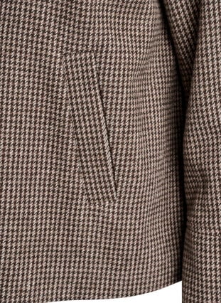 Zizzi Kort blazer med dobbeltradede knapper, Brown Check , Packshot image number 3