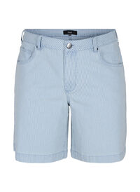 Denimshorts i et stripete mønster