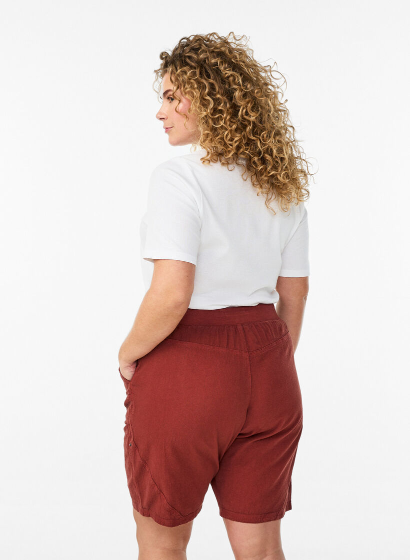 L&oslash;s shorts av bomull med lommer, R&oslash;d, Model image number 2