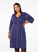 Blomstret omslagskjole med 3/4 ermer, Evening Blue Ditsy, Model image number 0