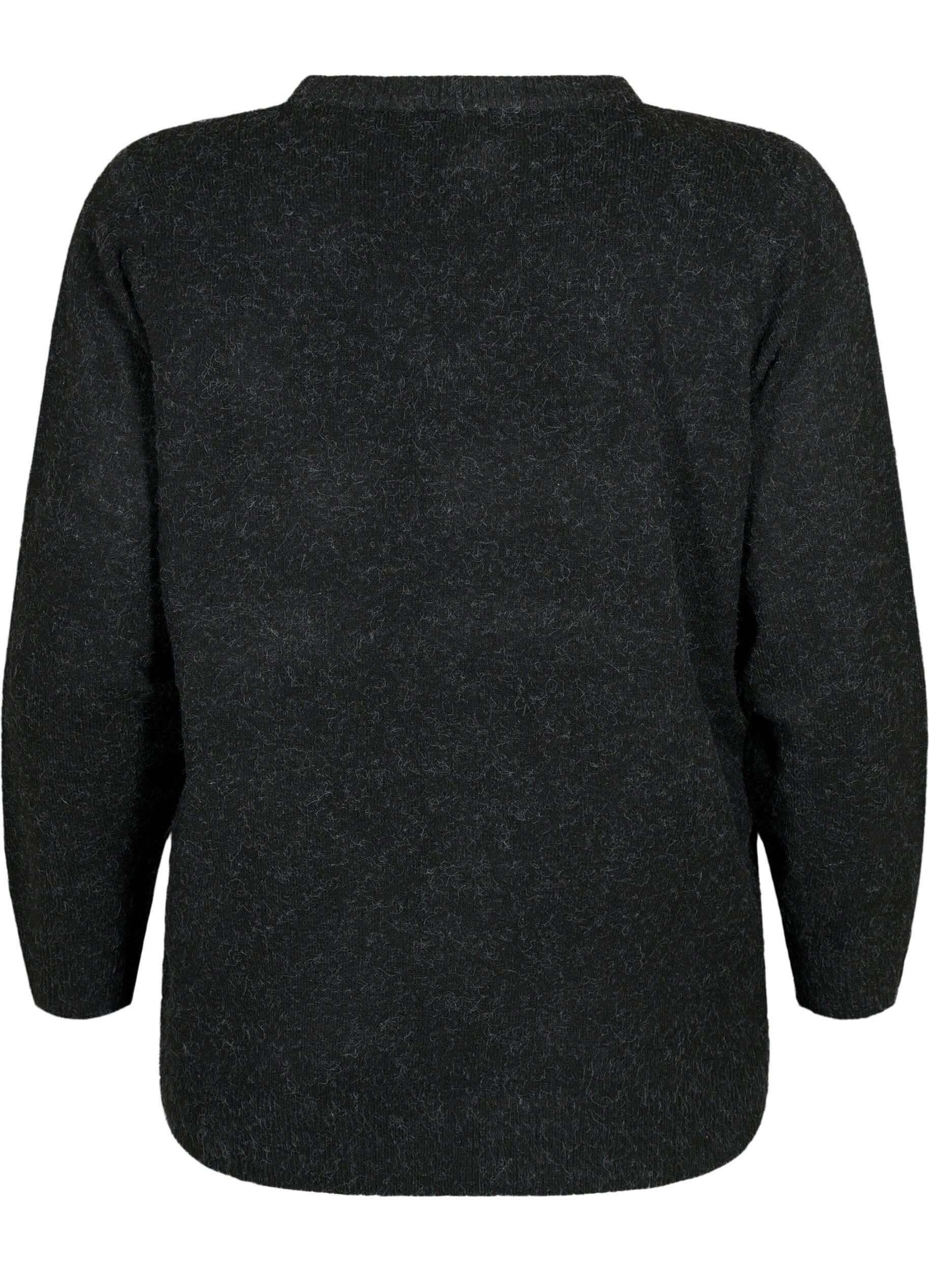 ZizziMelert genser med v-hals, Dark Grey Melange, Packshot image number 1
