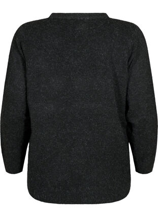 Melert genser med v-hals, Dark Grey Melange, Packshot image number 1