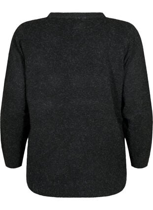 Melert genser med v-hals, Dark Grey Melange, Packshot image number 1