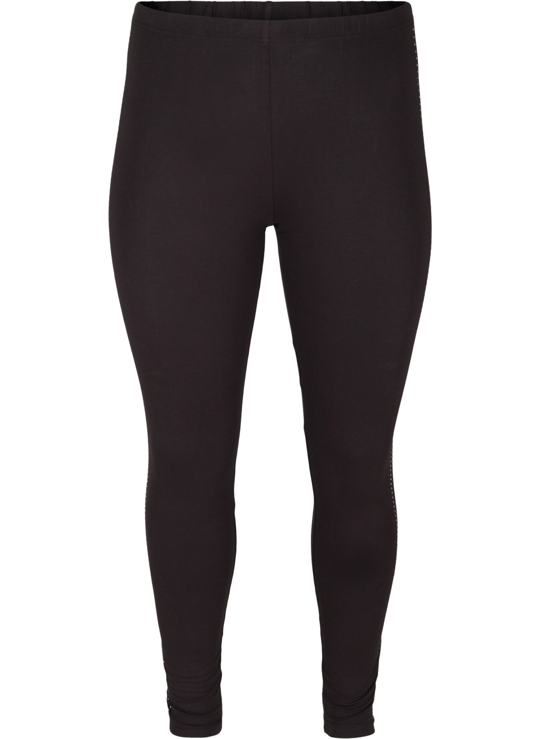 Zizzi Leggings i viskose med sten p&aring; sidene, Black, Packshot image number 0