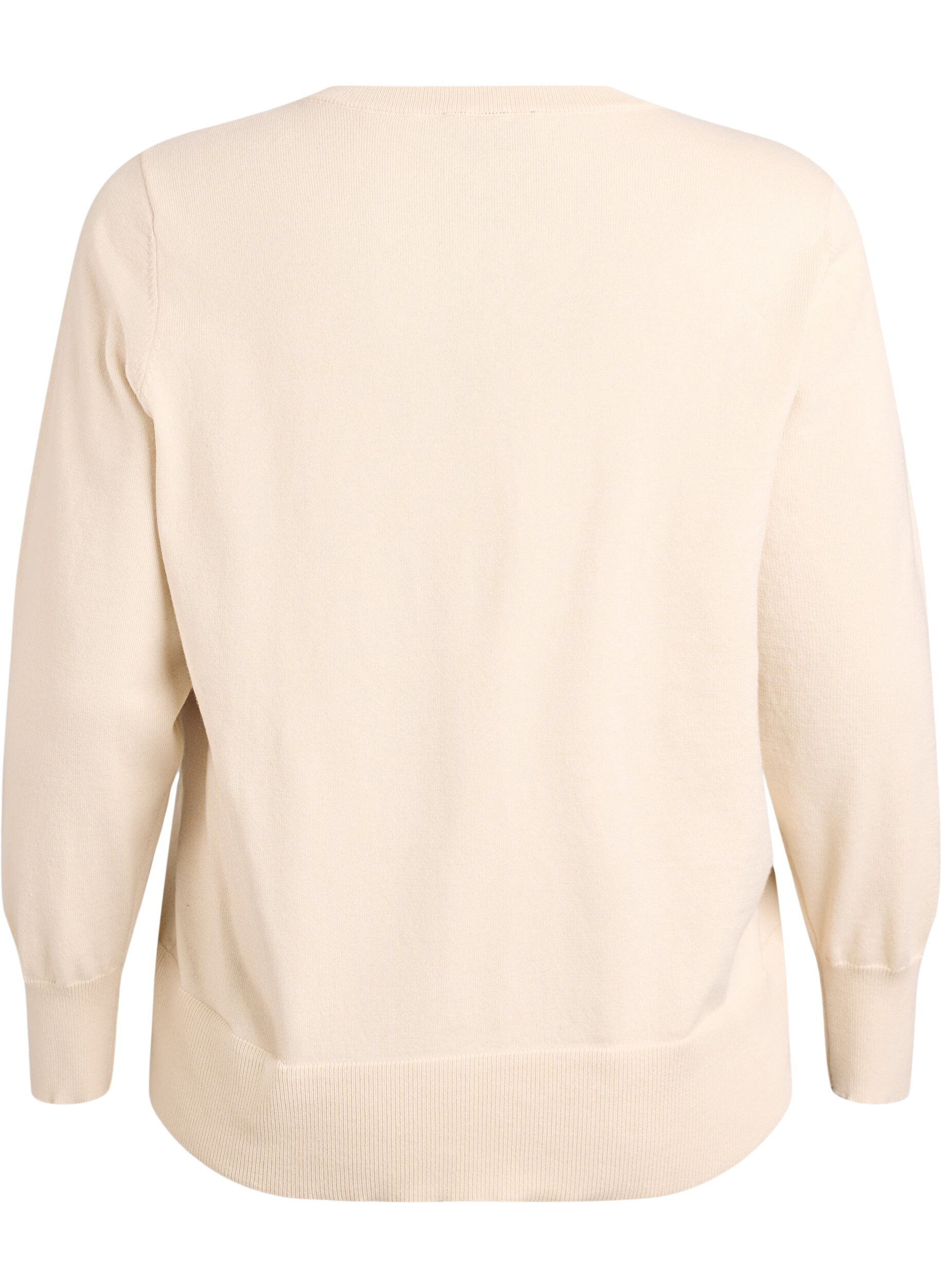 ZizziFinstrikket cardigan med rund hals, Beige, Packshot image number 1