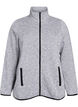 Jersey cardigan med høy krage og glidelås, Grå, Packshot image number 0