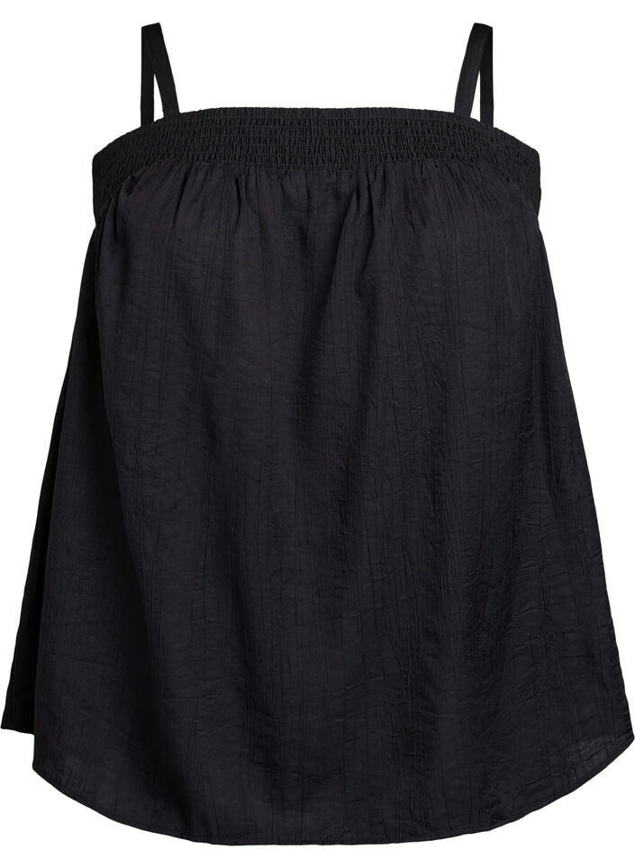 Topp i viskose med smale stropper, Svart, Packshot image number 0