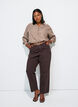 Loose fit skjorte med V-hals, Brun, Model image number 1