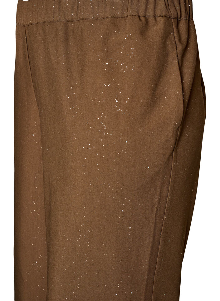 Bukser med glitter og vide ben, Brun, Packshot image number 2