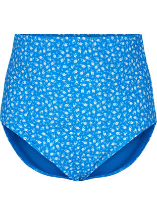 Bikinitruse med ekstra høyt liv og blomstermønster, Blue Flower Print, Packshot image number 0