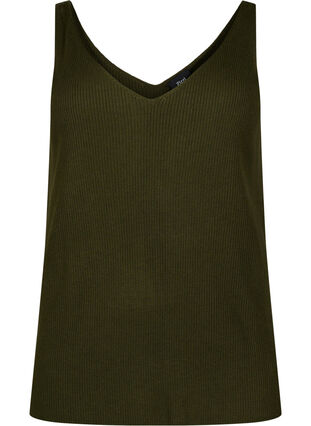 Strikket topp med V-utskjæring, Forest Night, Packshot image number 0