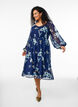 Chiffon festkjole med lange ermer, Bl&aring;, Model image number 1