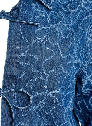 Zizzi Denimjakke med knytelukking og lommer, Blue Denim Destroy, Packshot image number 2