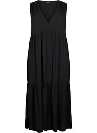 Ermeløs maxikjole i viskose, Black