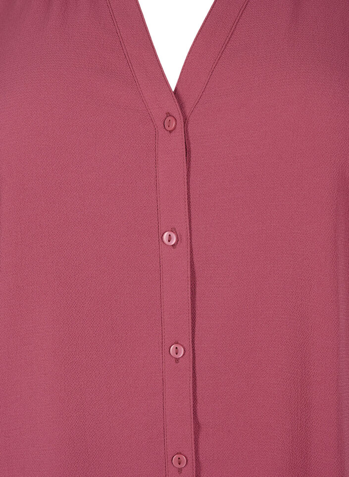 Skjortebluse med 3/4-ermer og volangkrage, Dry Rose, Packshot image number 2