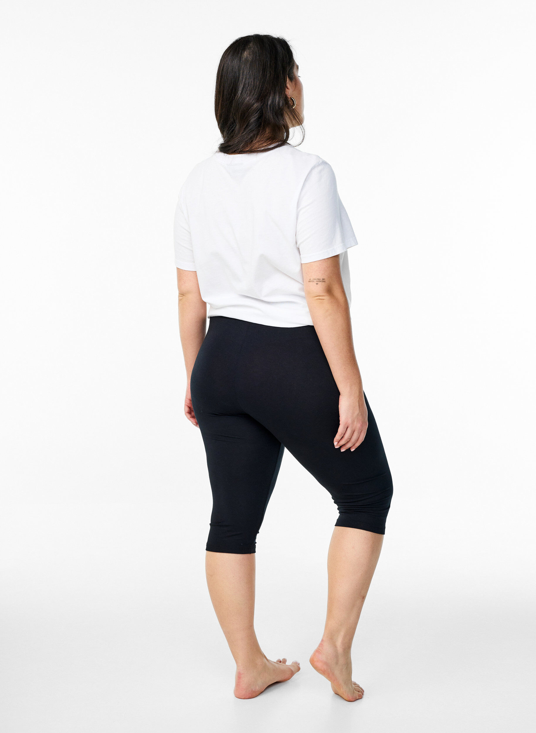 Zizzi Basis 3/4 viskose leggings, Black, Model image number 1