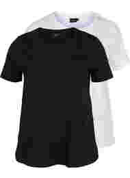 Basis T-skjorter i bomull, 2 stk., Black/B White
