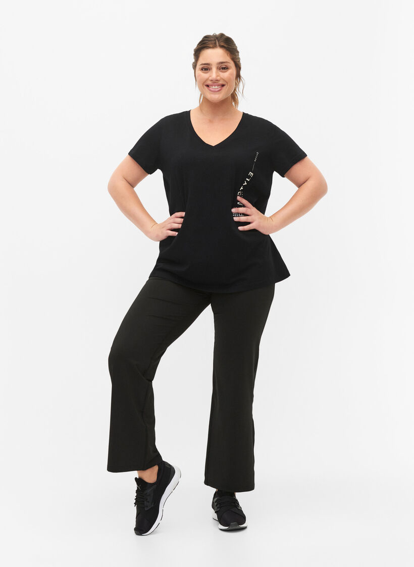 T-skjorte for trening, i bomull med trykk, Black w. Playstyle, Model image number 2