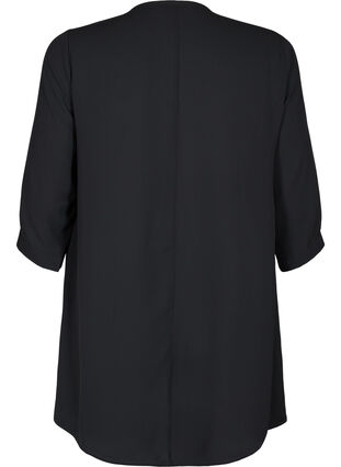 Bluse med 3/4-ermer og V-hals, Black, Packshot image number 1