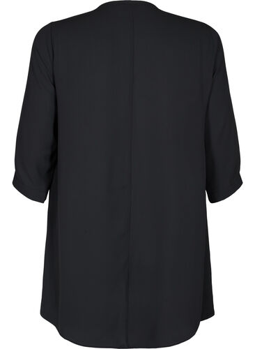 Bluse med 3/4-ermer og V-hals, Black, Packshot image number 1