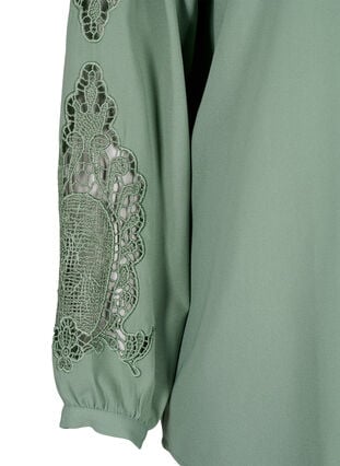 Bluse med lange ermer og heklede detaljer, Green Bay, Packshot image number 3