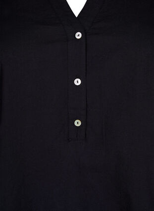 Skjortebluse med engelsk broderi og 3/4-ermer, Black, Packshot image number 2