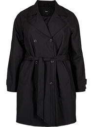 Trenchcoat med belte og slisse, Black