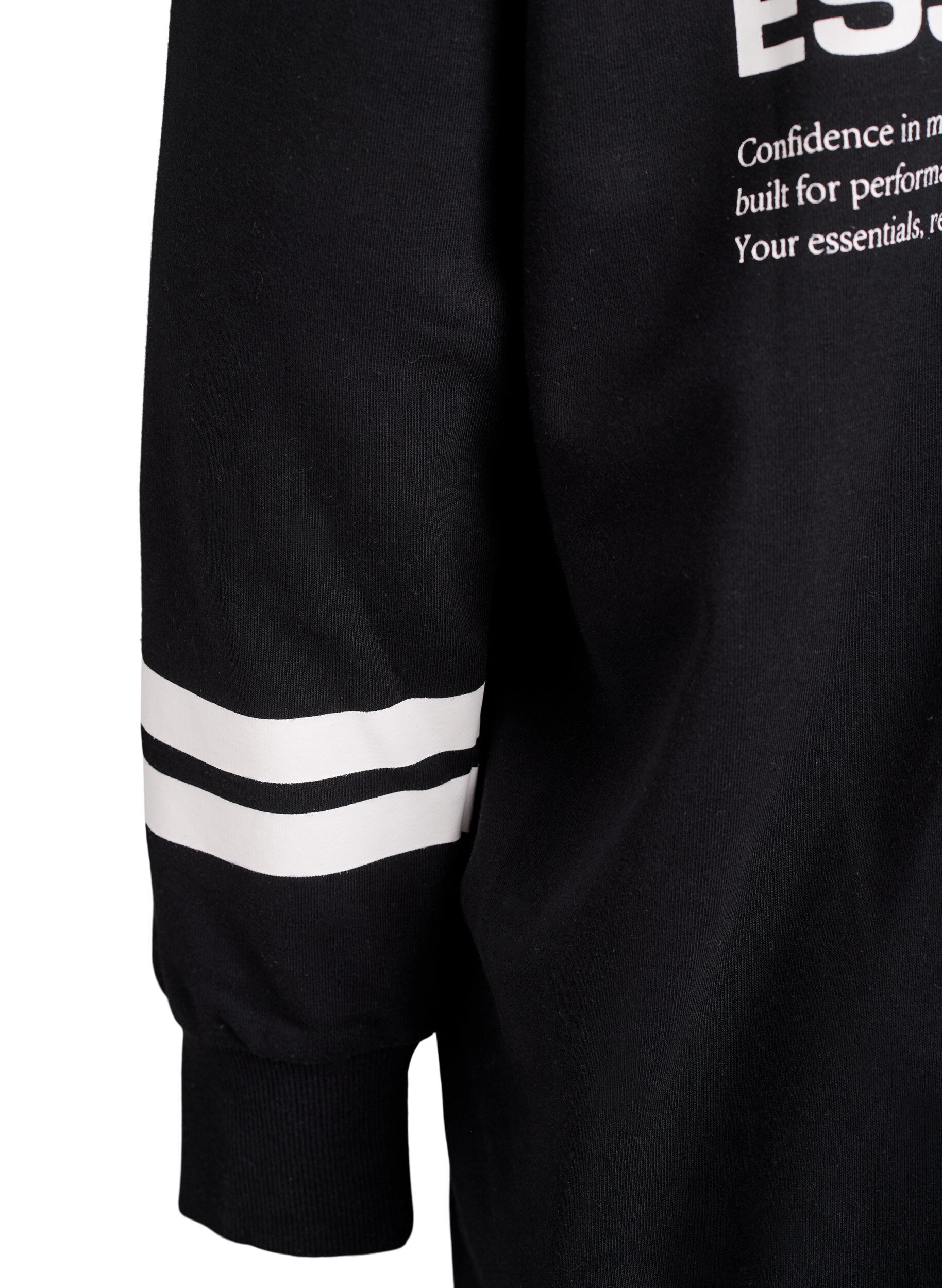 Zizzi Lang cardigan med trykte detaljer, Svart, Packshot image number 4