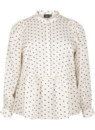 Bluse med peplum og sløyfer, Ecru w Bow