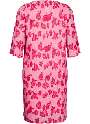 Zizzi Plissert kjole med 3/4 ermer, Rosa, Packshot image number 1
