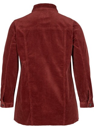 Skjortejakke i fløyel med lommer, Burnt Henna, Packshot image number 1