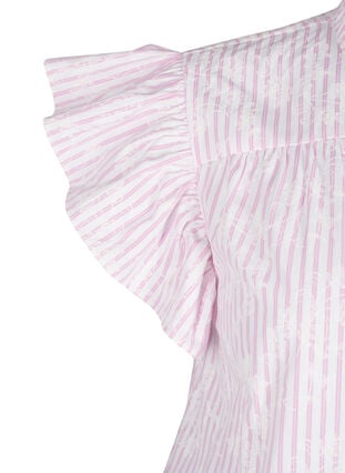 Zizzi Ermeløs bluse med striper og blomstertrykk, Rosa, Packshot image number 3