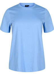 Basic T-skjorte i bomull med rund hals, Della Robbia Blue